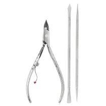 Alicate Inox para Cuticula 778-Ep + Espátula Dupla 371C + Palito 375-C Mundial - Kit