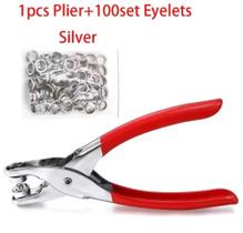 Alicate Metal Colocação Aplicação Ilhós 4mm Com 100 Ilhoses