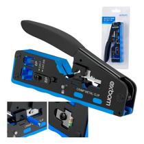 Alicate Multifuncional Crimpagem Vazado Rj45/rj11/12 Cat7 Ez Profissional Preto/Azul Exbom FRM-ACN70 Alicate Multifuncional Crimpagem Vazado Rj45/rj11/12 Cat7 Ez Profissional Preto/Azul Exbom FRM-ACN70