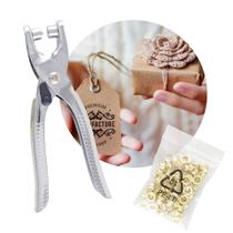 Alicate Para Aplicar Colocar Ilhós Acompanha 100 Ilhós Aplicador Fixador Couro Bolsa Cinto Artesanato Prensa