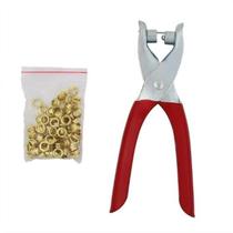 Alicate Para Colocar Ilhos Rebite Manual + 100 Ilhoses Dourados B-Tek