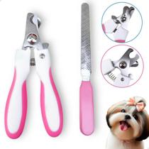 Alicate para Corte e lixa de Unhas de Pets cachorro cuidados - Rosa