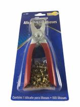 Alicate para ilhós com 100 ilhoses bolsa couro