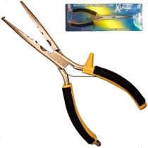 Alicate Pesca Split Ring Bico Fino Longo Com Trava 9 Polegadas Para Pesca e Camping Xingu