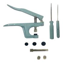 Alicate Pressão Pregar Botões Ritas Plástico 3 Medidas Azul Turquesa