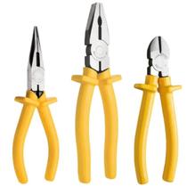 Alicates Tramontina Kit 3 Peças Universal, Bico Meia Cana e Corte, Uso Profissional