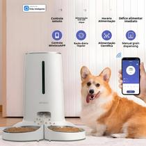 Alimentador Automático para Gatos 4L WiFi - Controle por App, 2 Tigelas de Aço Inox