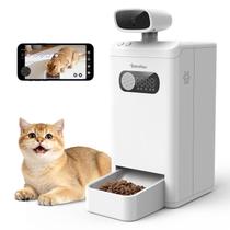 Alimentador Automático para Gatos Teendow XLY-M1 com Câmera, Dispensador de Ração de 3,5L, Alimentador Inteligente com Assinatura AI, Vídeo HD 4MP com Visão Noturna, Alimentação Programada para Ração Seca para Cães, Controle via App e WiFi 5G