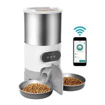 Alimentador Comedouro Duplo Automático Wi-Fi Temporizador Cão Gato