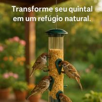 Alimentador Comedouro para passaros Passarinho Livre + Comida passaros pardais sabiás, bem-te-vis calopsita canarinho Alimentador Comedouro para passaros Passarinho Livre + Comida passaros pardais sabiás, bem-te-vis calopsita canarinho