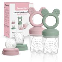 Alimentador de comida para bebês Bessentials Silicone Mesh, pacote com 2 unidades de mais de 4 m com bolsa