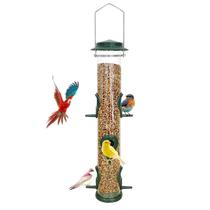 Alimentador de pássaros de metal MIXXIDEA 51 cm 6 portas penduradas em verde