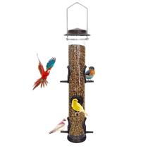 Alimentador de pássaros de metal MIXXIDEA, 51 cm, 6 portas, tubo suspenso