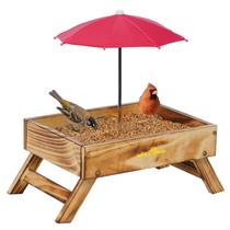 Alimentador de pássaros terrestre MIXXIDEA, plataforma de madeira, capacidade de 2,3 kg