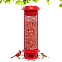 Alimentador de pássaros Wellavich Squirrel Proof, pendurado ao ar livre, vermelho