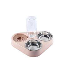 Alimentador Duplo para Pets com Tigelas de Aço Inoxidável - Antiqueda e com Fonte de Água