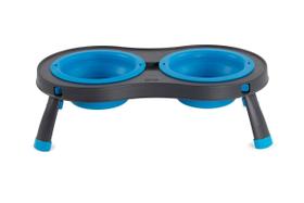 Alimentador elevado para animais de estimação Dexas Pets Double 2.5 Cup Bowls Pro Blue Alimentador elevado para animais de estimação Dexas Pets Double 2.5 Cup Bowls Pro Blue