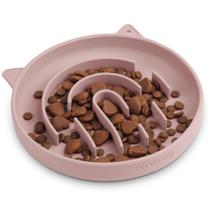 Alimentador lento Cat Bowl Coomazy Silicone Pink com capacidade de 240 mL Alimentador lento Cat Bowl Coomazy Silicone Pink com capacidade de 240 mL