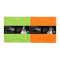 Alimentador lento LICKIMAT para cães, pacote com 2 unidades, Classic Dog Buddy, verde e laranja