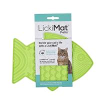 Alimentador lento para gatos LicKiMat Felix em forma de peixe verde Alimentador lento para gatos LicKiMat Felix em forma de peixe verde