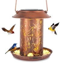 Alimentador solar de pássaros de metal Yamodoor 16 cm impermeável ao ar livre Alimentador solar de pássaros de metal Yamodoor 16 cm impermeável ao ar livre