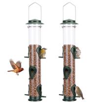 Alimentadores de pássaros de metal MIXXIDEA 20", tubo de 6 portas, pacote com 2
