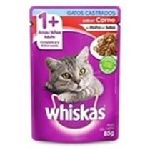Alimento Ração Úmida Whiskas Sachê Carne Ao Molho para Gatos Adultos Castrados 85G