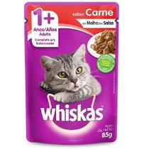 Alimento úmido Whiskas com ingredientes naturais - Sachê Sabor Carne ao Molho para Gatos Adultos - Mars (85g)