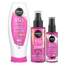 Alinhamento e Nutrição: Defrizante Creme, Óleo Trat. 60ml e Óleo Sérum Salon Line