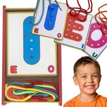 Alinhavo de Vogais Brinquedo Educativo Pedagógico em MDF Alinhavo de Vogais Brinquedo Educativo Pedagógico em MDF