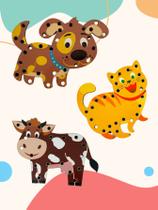Alinhavos Brinquedo Educativo Montessori Animais Cachorro Gato Vaca