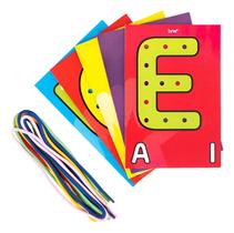 Alinhavos Vogais Brinquedo Educativo Cartão Infantil 10 Pç