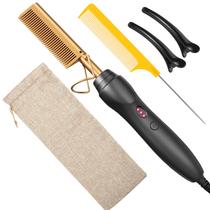 Alisador de cabelo elétrico Hot Comb BudiGl 3 em 1 Gold