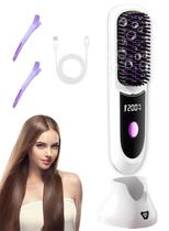 Alisador de cabelo Go Brush Pro sem fio com íon negativo branco