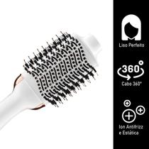 Alisadora Quanta Escova Secadora 2 em 1 220v Antrifrizz Prancha Profissional Branco e Dourado QTES5900 Alisadora Quanta Escova Secadora 2 em 1 220v Antrifrizz Prancha Profissional Branco e Dourado QTES5900