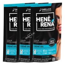 Alisante Henê Gel Rená Preto Azulado Pouch 180g Embelleze - 3 Unidades