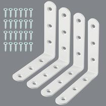 Alise 4 Suportes em L de Aço Inoxidável Branco 8 x 8 cm Alise 4 Suportes em L de Aço Inoxidável Branco 8 x 8 cm