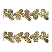 Aljofre de galho c/flor 20mm em abs cor dourado metro Aljofre de galho c/flor 20mm em abs cor dourado metro