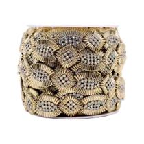 Aljofre geométrica c/strass 25mm em abs cor dourado metro Aljofre geométrica c/strass 25mm em abs cor dourado metro