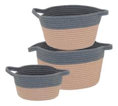 Allegra cesta tecido cinza 3pç