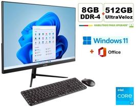AllinOne ULTRA 23.8Pol Intel Core i3, Windows11 + PacoteOffice, 8GB + 512GB NVMe.UltraVeloz