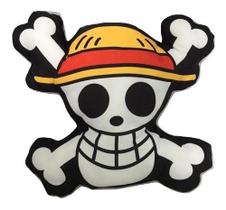 Almofada 3D Caveira One Piece Mugiwara Piratas Chapéu Palha