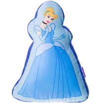 Almofada 3D Princesa Cinderela Aveludada Azul Oficial Disney