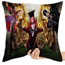 Almofada 45x45 cheia Chapeleiro Maluco Alice e o Tempo Almofada 45x45 cheia Chapeleiro Maluco Alice e o Tempo