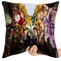 Almofada 45x45 cheia Rainhas, gêmeos e Lebre maluca Almofada 45x45 cheia Rainhas, gêmeos e Lebre maluca