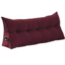 Almofada 90cm Suede Bordo com Bolso Lateral - Vallisa Decor