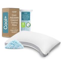 Almofada ajustável Coop Home Goods Cool+ Crescent, almofadas de espuma viscoelástica king size plus shape com gel refrescante, suporte de pescoço, travesseiro para dormir de costas ou de lado, CertiPur US/GREENGUARD Gold