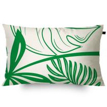 Almofada Algodão Retangular Estampada Folhas 30x50cm Verde