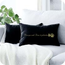 Almofada Algodão Retangular Serigrafada 30x50cm Floresça Preta Almofada Algodão Retangular Serigrafada 30x50cm Floresça Preta