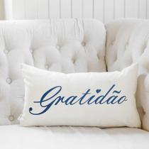Almofada Algodão Retangular Serigrafada 30x50cm Gratidão Azul Almofada Algodão Retangular Serigrafada 30x50cm Gratidão Azul
